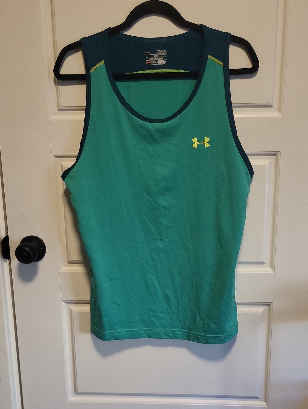 Under Armour Teal Tank Top with Navy Trim and Yellow Logo